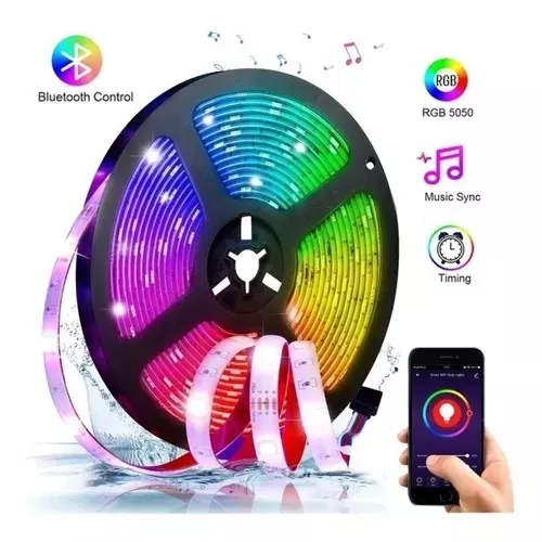 Cinta De Luz Led Rgb 10 Metros Tira Led + Control Bluetooth Rgb-10m-led